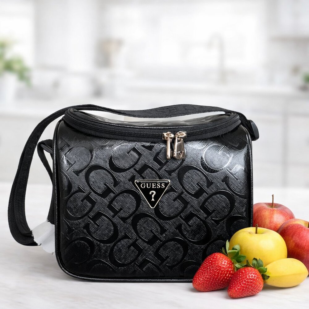 GUESS Insulated Crimson Travel - Lunch Bag Black Stylish Thermal Tote NEW